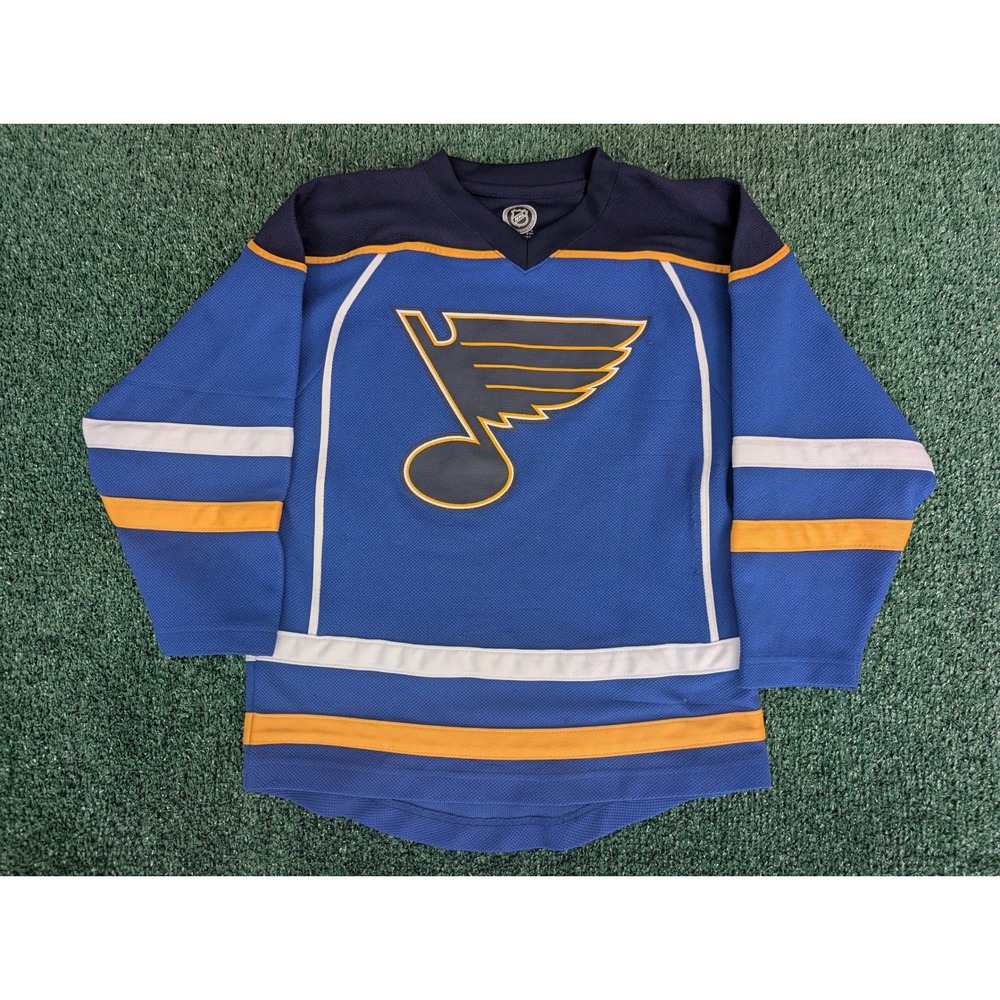 NHL St. Louis Blues Youth Hockey Jersey Blue Yellow Size Large L 10-12
